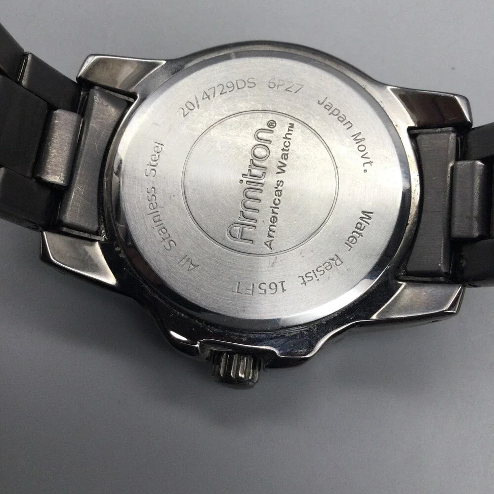 Armitron Mens Watch 42mm Gray Dial Stainless Bracelet 20/4729DS New Battery